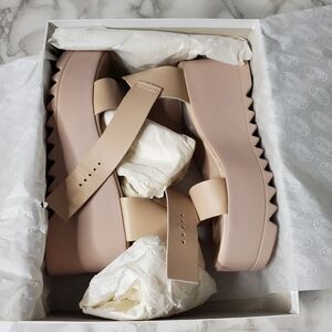 Lake Flatform Sandal in Blush Leather